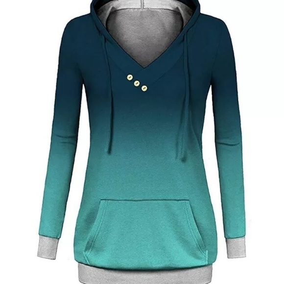 Hooded Long Sleeve Pullover Sweatshirt w/ Pockets - Picture 2 of 4